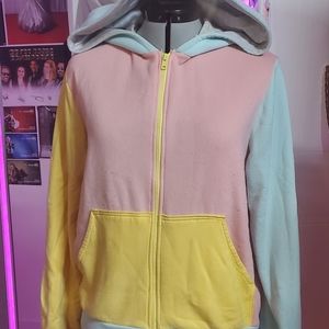 Color block zip up hoodie